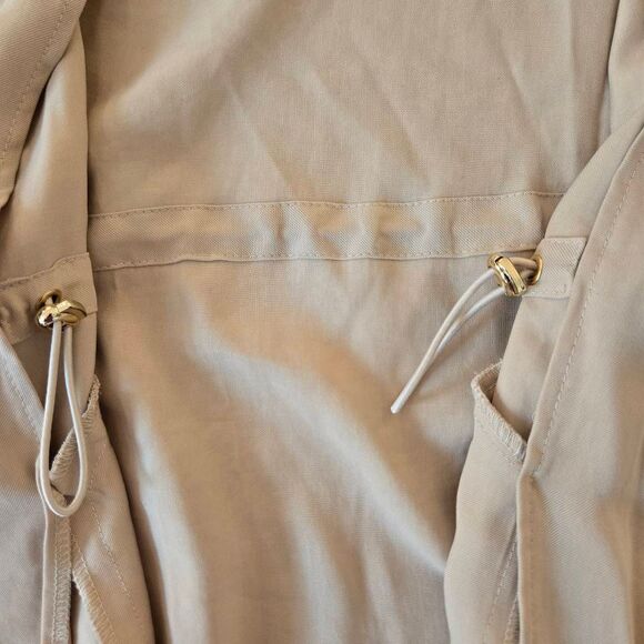 Zara Womens Lightweight Zip Up Snap Tab Sleeve Utility Jacket Beige Size Medium - Picture 8 of 14
